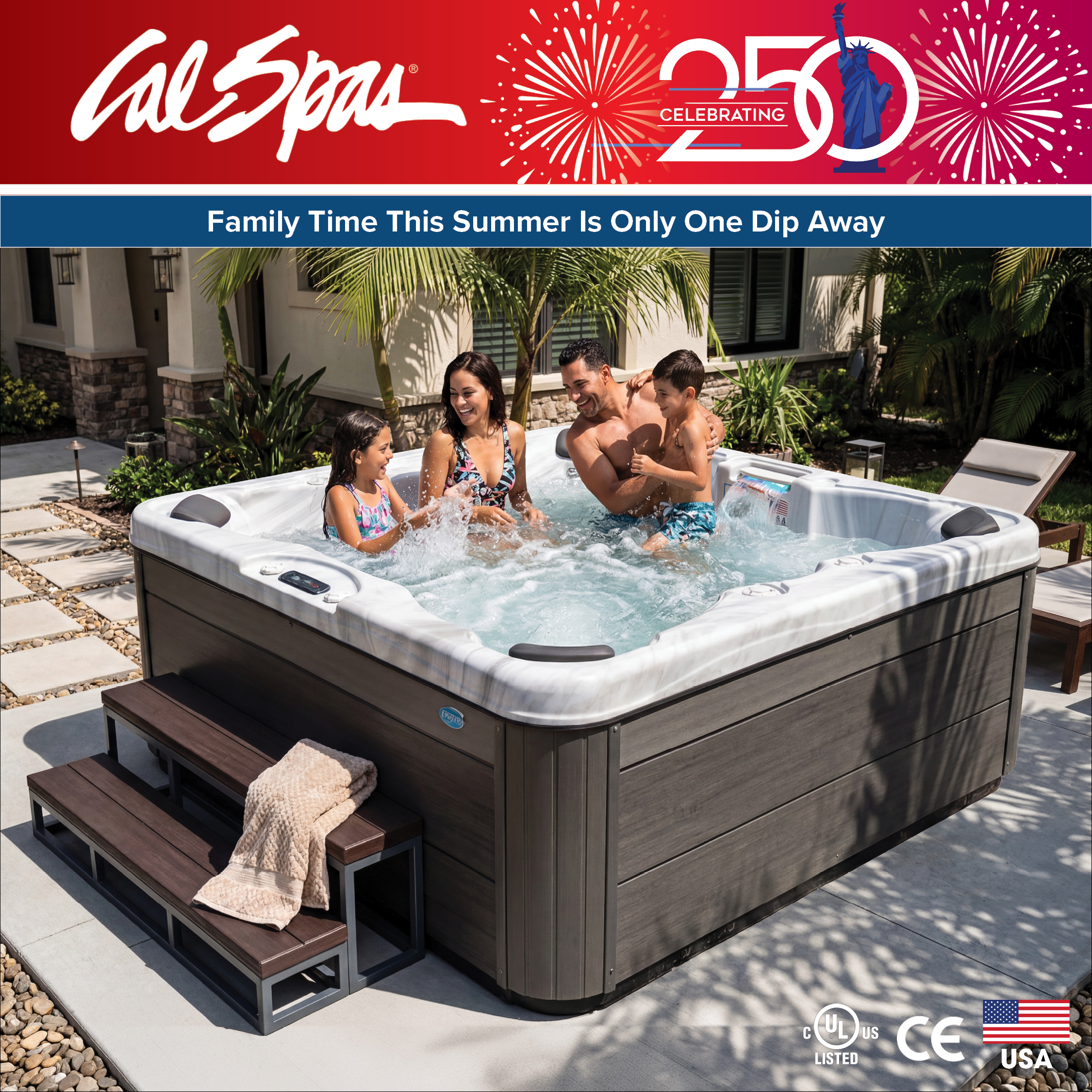 Calspas hot tub being used in a family setting - Auburn